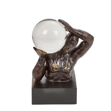Picture of Man 11" Polyresin Statue with a Crystal Ball - Bla