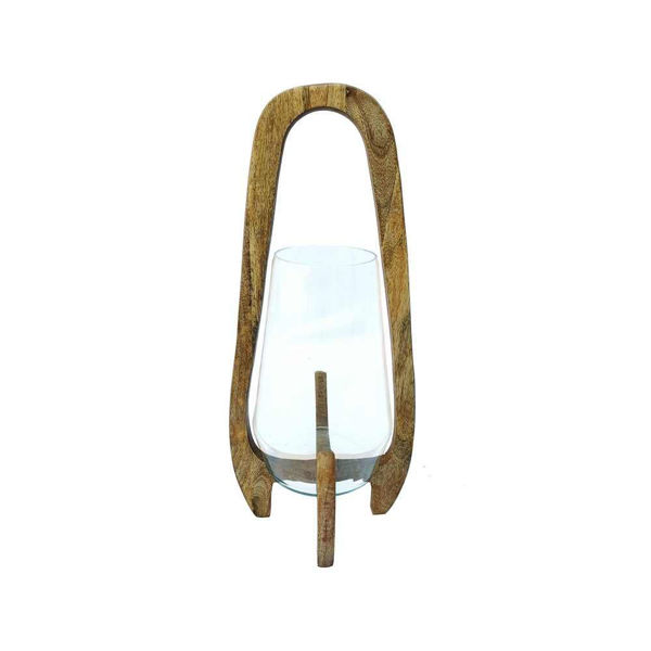 Picture of Glass 18" Lantern with Wood handle - Natural