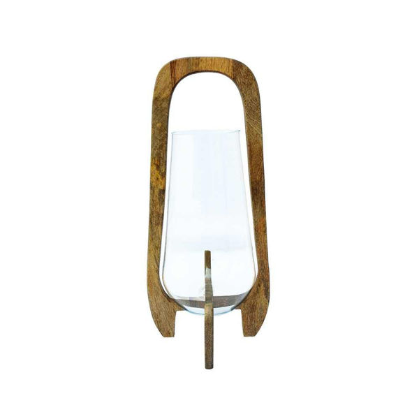 Picture of Glass 24" Lantern with Wood Handle - Natural