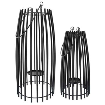 Picture of Metal Cage Lantern - Set of 2 - Black