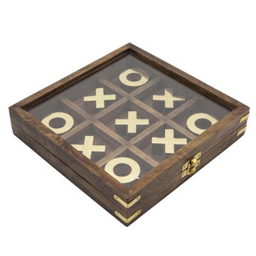 Picture of Wood 8 x 8 Tic - Tac - Toe - Brown