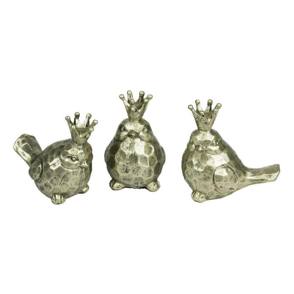 Picture of Gold Birds with Crowns Figurines - Set of 3
