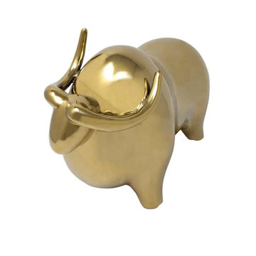 Picture of Gold 8" Ceramic Bull Figurine - Head Up