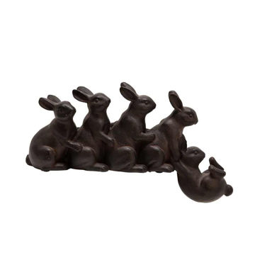Picture of Brown Resin Hugging Shelf Bunnies Figurine