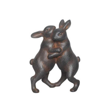 Picture of Polyresin 7" Bunnies Dancing Figurines - Bronze