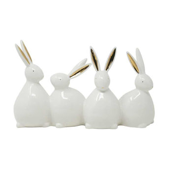 Picture of Dolomite Bunnies Figurines - White and Gold