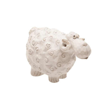 Picture of Carved 7.5" Sheep Figurine - White