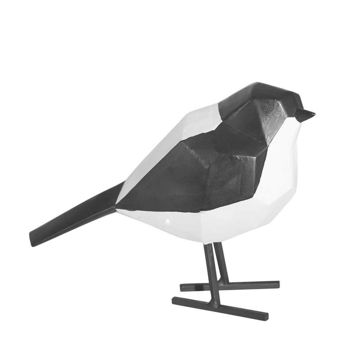 Picture of Resin 5.25" Bird with Metal Feet Figurine - Black and White
