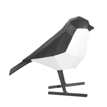 Picture of Resin 6.25" Bird with Metal Feet Figurine - Black and White