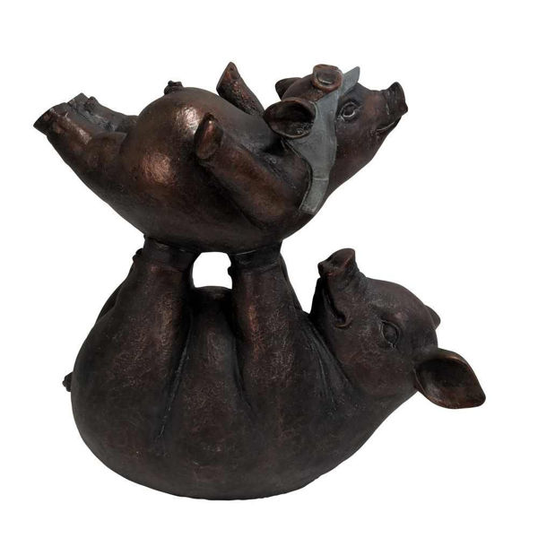 Picture of Resin Father and Son Pigs Figurine - Copper