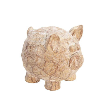 Picture of Resin 7" Pig Decor Figurine - Brown and Ivory