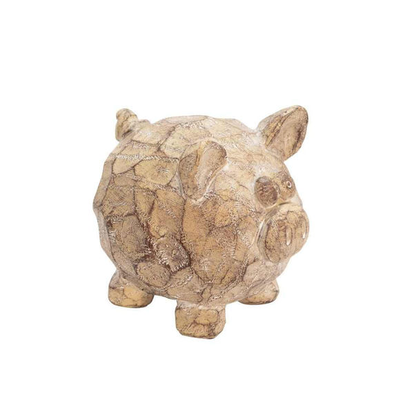 Picture of Resin 4.75" Pig Decor Figurine - Brown and Ivory