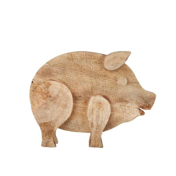 Picture of Mango Wood 18" Pig Figurine - Brown