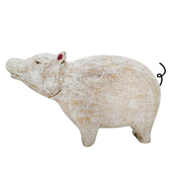 Picture of Mango Wood Standing Pig Figurine - Whitewash