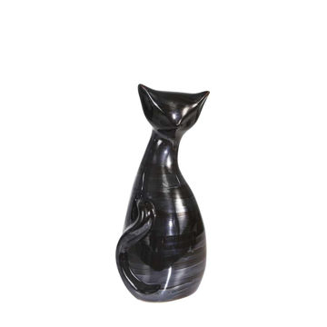 Picture of Ceramic 10" Sitting Cat Figurine - Pearl Black