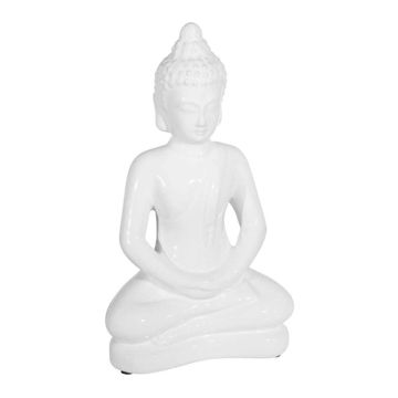 Picture of Ceramic 14" Sitting Buddha Figurine - White