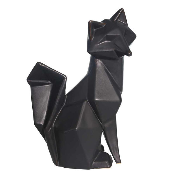 Picture of Ceramic 10" Modern Fox Figurine - Black