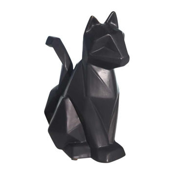 Picture of Ceramic 10" Modern Cat Figurine - Black