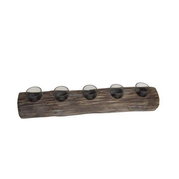 Picture of Log Tea Light Candle Holder - Gray