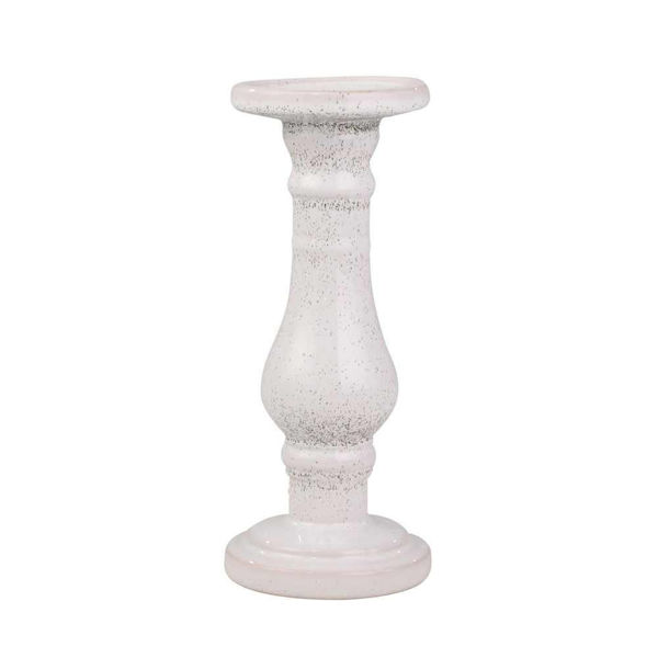 Picture of Blanca 11" Pillar Candle Holder - White Speckle