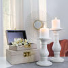 Picture of Blanca 8" Pillar Candle Holder - White Speckle
