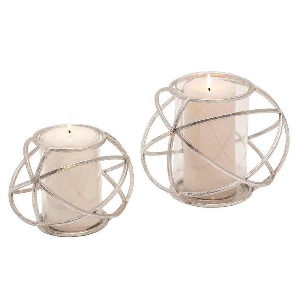 Picture of Orb 6" Candle Holder - Set of 2 - Silver