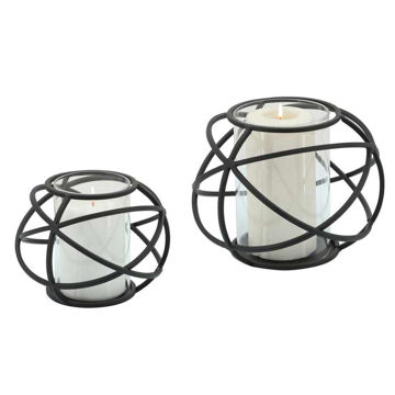 Picture of Orb 6" Candle Holder - Set of 2 - Black