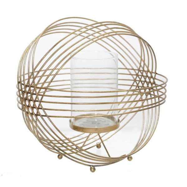 Picture of Sphere 11" Tea Light Candle Holder - Gold