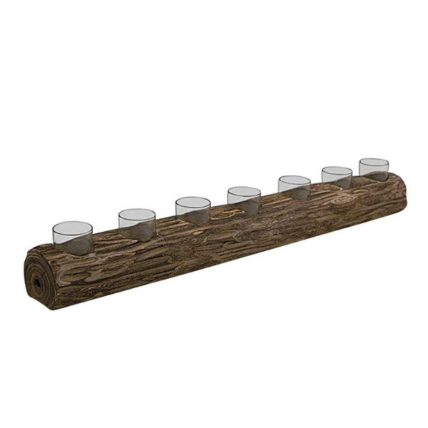 Picture of Log 7-Cup Tea Light Holder - Brown