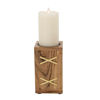 Picture of Double X 7" Wood Pillar Candle Holder - Brown