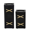 Picture of Double X 10" Wood Pillar Candle Holder - Black