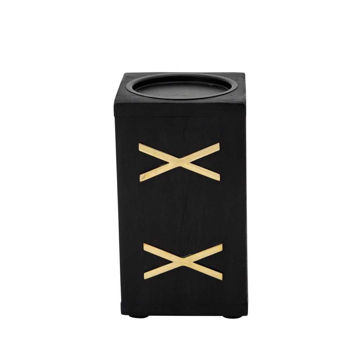 Picture of Double X 7" Wood Pillar Candle Holder - Black