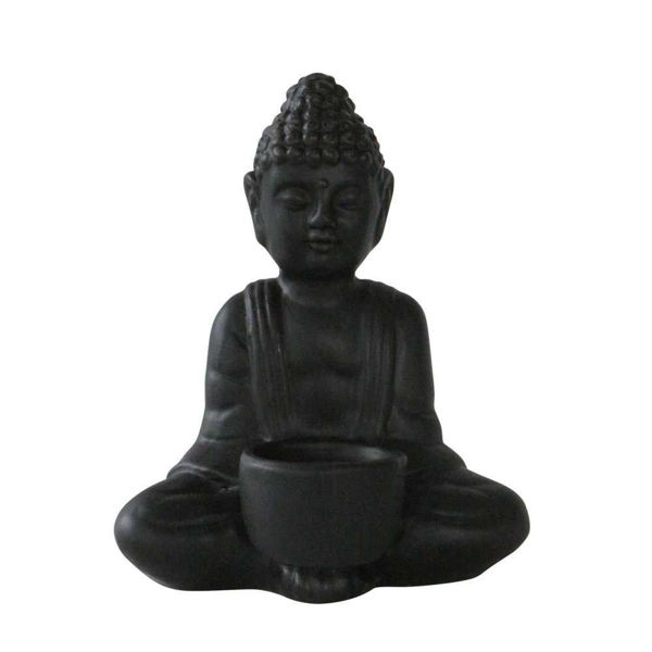 Picture of Buddha 6" Tealight Candle Holder - Black