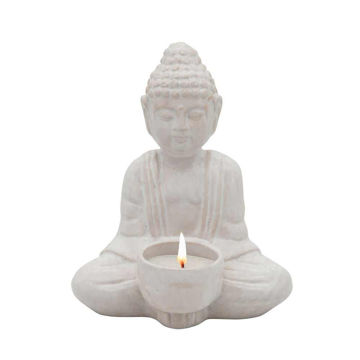 Picture of Buddha 6" Tealight Candle Holder - White