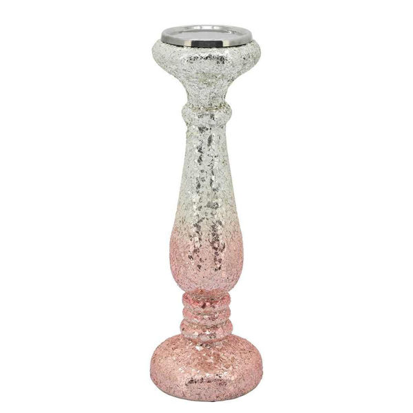 Picture of Crackled 15" Candle Holder - Blush