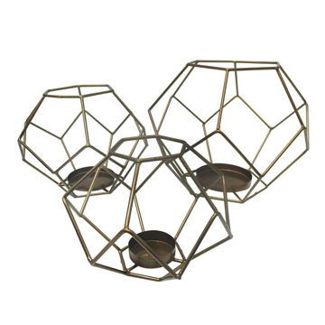Picture of Geometric Orb Votive Candle Holder - Set of 3 - Br