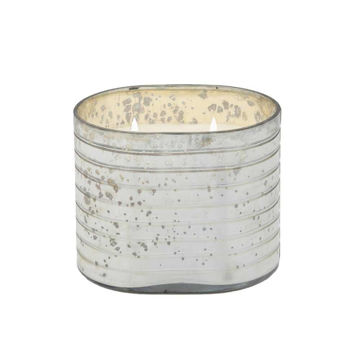 Picture of Striped Glass 40 Oz Wax Candle by Live & Skye - Silver
