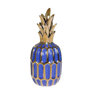 Picture of Ceramic 10.25" Pineapple Sculpture - Navy and Gold