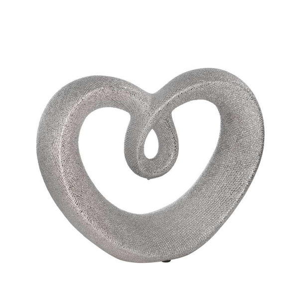 Picture of Beaded Heart 8" Ceramic Accent - Silver