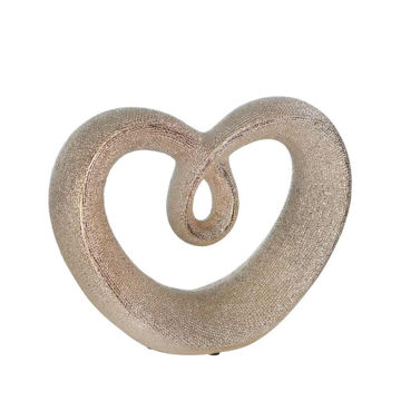 Picture of Beaded Heart 8" Ceramic Accent - Champagne