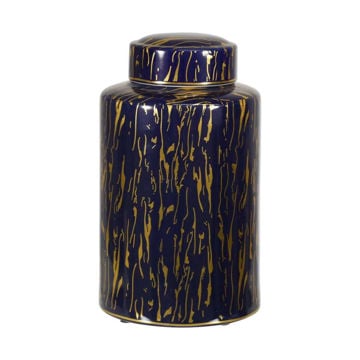 Picture of Ceramic 12" Jar - Blue and Gold