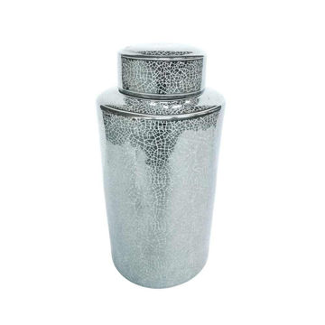 Picture of Ceramic 16" Jar - Crackle Silver