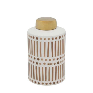 Picture of Jar 9" with Gold Lid - Tan