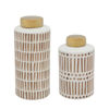 Picture of Jar 9" with Gold Lid - Tan