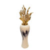 Picture of Metal 28" Vase with Leaf-Like Lid - White