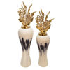 Picture of Metal 28" Vase with Leaf-Like Lid - White