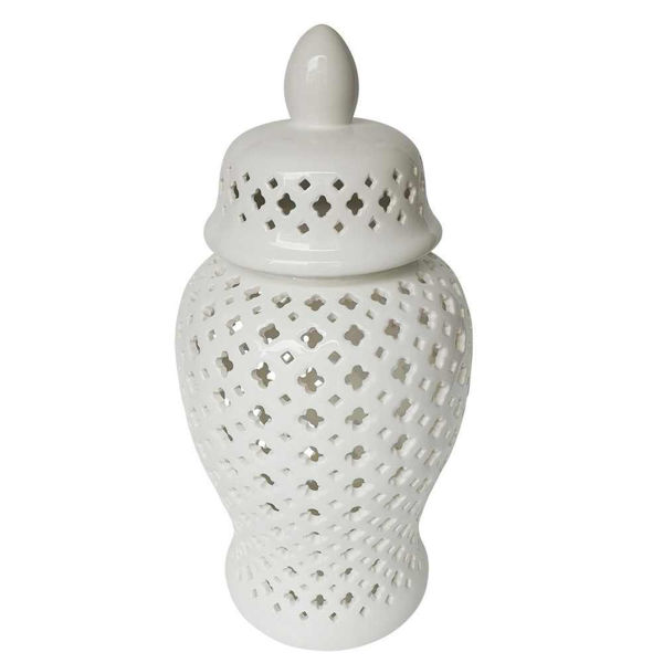 Picture of Cut-Out 24" Clover Temple Jar - White