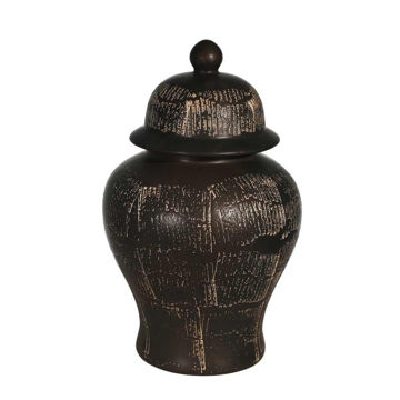 Picture of Temple 18" Ceramic Jar - Antique Black