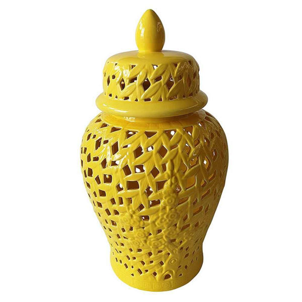 Picture of Pierced Temple 24" Jar - Yellow