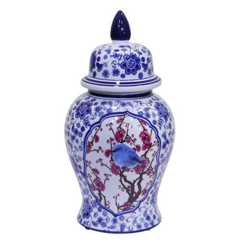 Picture of Bird Temple 18" Jar - Blue and White